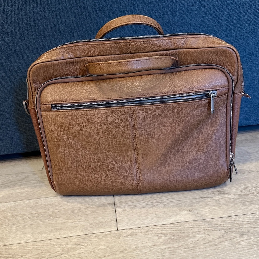 Samsonite Tan Leather Briefcase - Picture 2 of 10